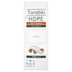 Torebki spożywcze HDPE, 10x4x30cm, 1000 szt., transparentne