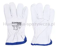 Rękawice robocze DONAU SAFETY, skóra kozia, rozm. 9/L, białe - 4