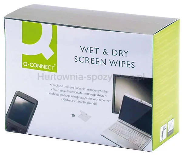 Q-Connect Chusteczki Do Czyszczenia Ekranów Tft/Lcd 2X20Szt.