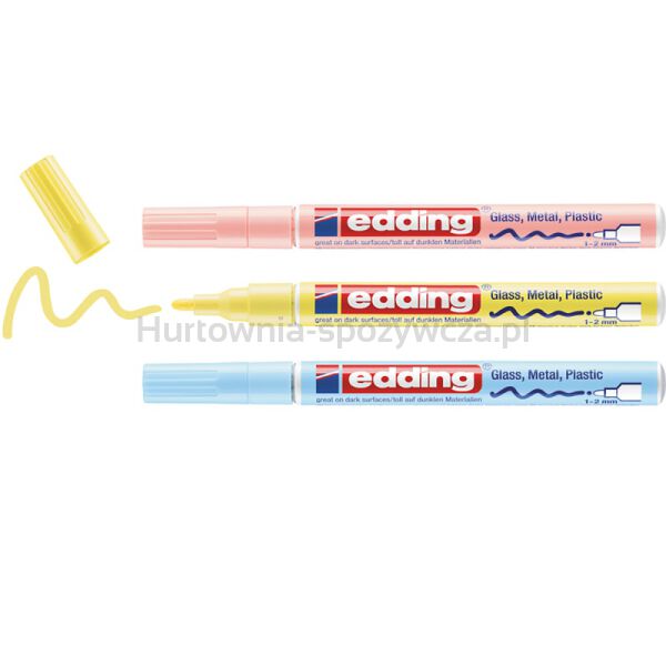 Marker olejowy błyszczący e-751 EDDING, 1-2mm, 3 szt., mix kolorów pastelowych - 5