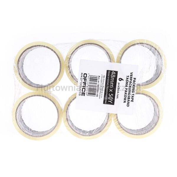 Taśma pakowa OFFICE PRODUCTS, 48mm x 50y, 36mic, EAN na 1szt., transparentna - 3