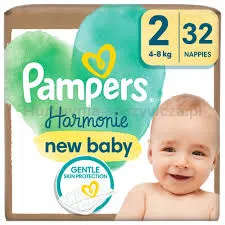 Pampers Harmonie Baby Pieluszki, Rozmiar 2, 32 Sztuki, 4Kg-8Kg