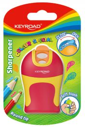 Temperówka KEYROAD Colour Special Soft Touch, plastikowa, podwójna, ostrzenie zaokrąglone, blister, mix kolorów