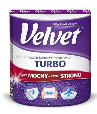 Ręcznik w roli celulozowy VELVET Turbo, 3-warstwowy, 340 listków, biały