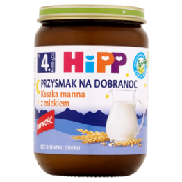 *Hipp Bio Przysmak Na Dobranoc Kaszka Manna Z Mlekiem Po 4 Miesiącu 190 G