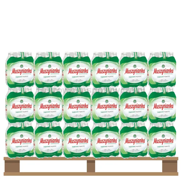 Woda Muszynianka Naturalna częściowo odgazowana, wysokozmineralizowana, niskonasycona CO2 1,5 l - <br> Paleta 504 szt.