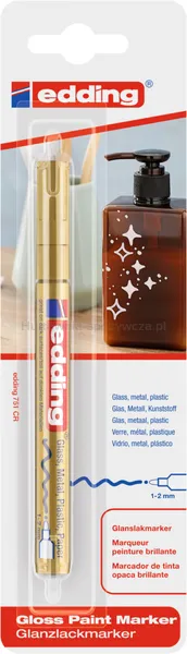 Marker olejowy połyskujący e-751 EDDING, 1-2mm, blister, złoty