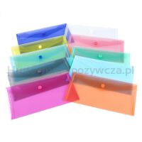 Teczka kopertowa, PP, DL, 126 x 225 x 0,18 mm, na zatrzask, display, mix kolorów  - 2