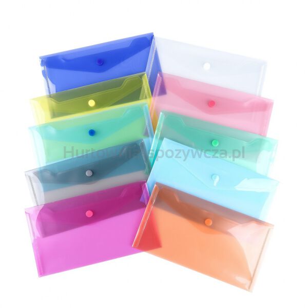 Teczka kopertowa, PP, DL, 126 x 225 x 0,18 mm, na zatrzask, display, mix kolorów 