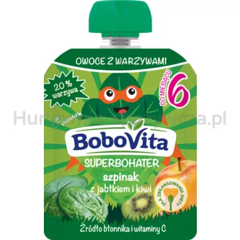 BoboVita Superbohater Mus szpinak z jabłkiem i kiwi po 6 miesiącu 80 g