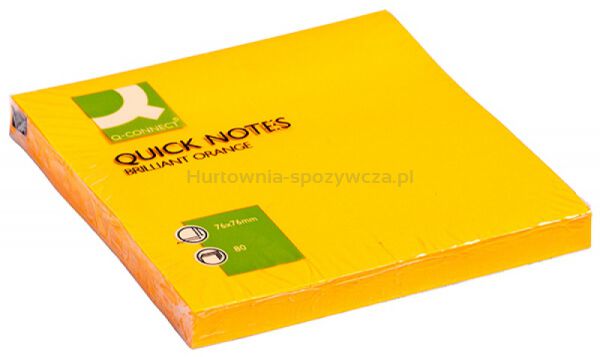 Q-Connect Bloczek samoprzylepny Brilliant, 76x76mm, 1x80 kart., pomarańczowy 