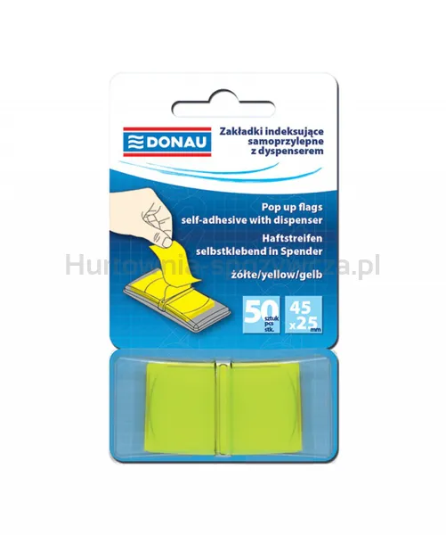 Donau Zakładki Indeksujące Pp, 25X45Mm, 1X50 Kart., Żółte