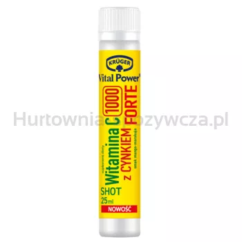 Krüger Vital Power Shot Witamina C 1000 z cynkiem Forte, płyn w ampułkach, 25 ml