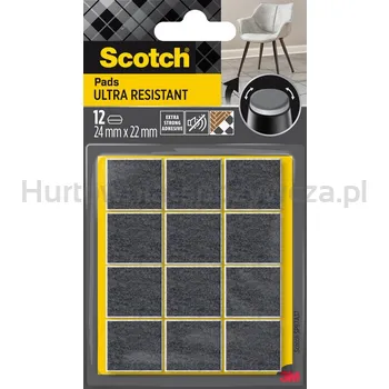 Scotch Ultra Odporne Podkładki Filcowe, Szare, 24 X 22 Mm, 12 Szt./Opak.