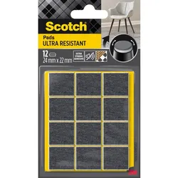 Scotch Ultra Odporne Podkładki Filcowe, Szare, 24 X 22 Mm, 12 Szt./Opak.