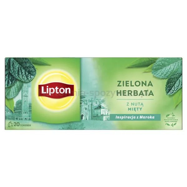 Lipton Herbata zielona, z nutą mięty, 20 torebek
