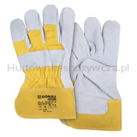 Rękawice robocze DONAU SAFETY DS-DOKBASIC, doker, dwoina bydlęca, rozm. 10,5/XL, szaro-żółte - 2