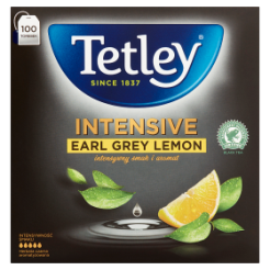 Tetley Herbata Intensive Earl Grey Lemon Czarna Aromatyzowana 200 G (100 X 2 G)