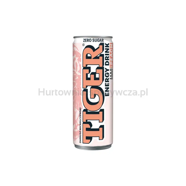 Tiger Zero Sugar o smaku Peach gazowany napój energetyzujący 250 ml (w tym +0,50 zł/szt. zwrotnej kaucji)