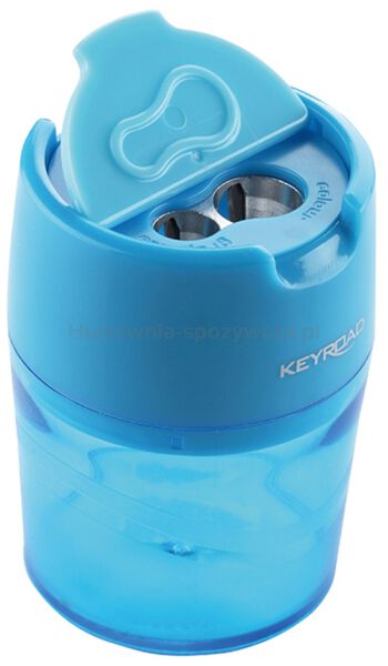 Temperówka KEYROAD Robby, aluminiowa, podwójna, z pojemnikiem, pakowane na displayu, mix kolorów - 3
