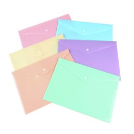 Teczka kopertowa, PP, C5, 185 x 238 x 0,18 mm, na zatrzask, display, mix pastel 