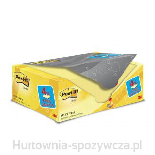 Bloczek Samoprzylepny Post-It (655Cy-Vp20), 127X76Mm, 20X100 Kart., Żółte, 4 Bloczki Gratis