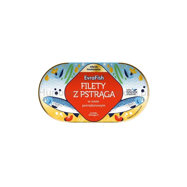 Evrafish  Pstrąg w sosie pomidorowym z ogórkiem i papryką 170g