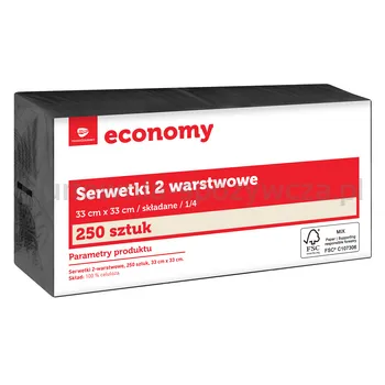 TG Economy Serwetka 33x33 cm, 2 warstwowa czarna 250 sztuk