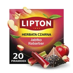 Lipton Herbata czarna, jabłko i rabarbar, 20 piramidek
