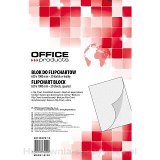 Blok Do Flipchartów Office Products, Kratka, 65X100Cm, 20 Kart., Biały