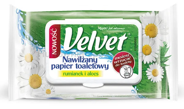 Velvet Papier Toaletowy celulozowy Rum&Aloe, nawilżany, 48 listków, biały