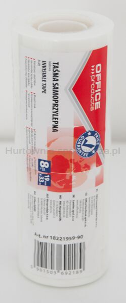Taśma biurowa OFFICE PRODUCTS, 19mm, 33m, 8szt., matowa - 2