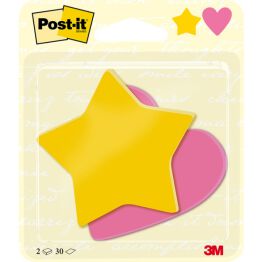 Post-It Karteczki samoprzylepne Gwiazdka i Serduszko, 70x72mm, 2x30 kart. 