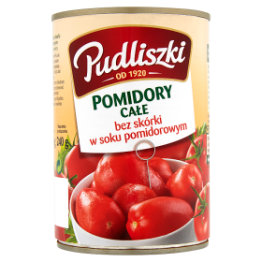 Pudliszki Pomidory Całe W Soku Pomidorowym 400G(data przydatności 06.08.2025)