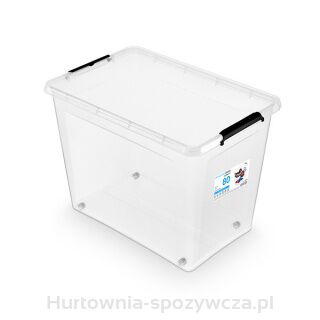 Pojemnik Do Przechowywania Moxom Simplestore Box, 80L, Z Klipsem, Na Kółkach, Transparentny