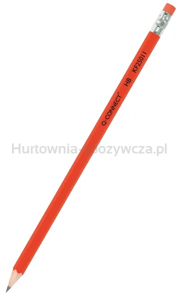 Ołówek Drewniany Z Gumką Q-Connect Hb, Lakierowany, Czerwony