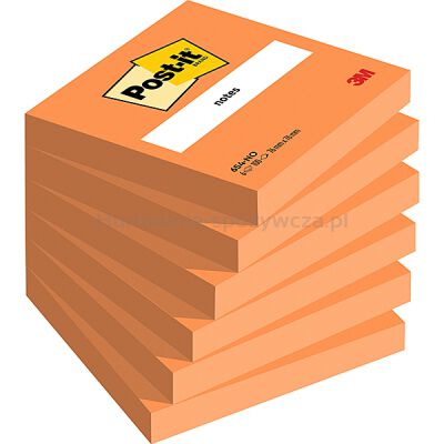 Post-It Karteczki samoprzylepne (654N), 76x76mm, 1x100 kart., jaskrawy pomarańczowy 