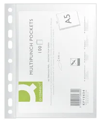 Q-Connect Koszulki na dokumenty PP, A5, groszkowe, 50mikr., 100szt. 