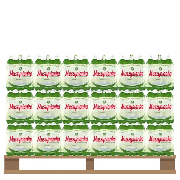 Woda Muszynianka Plus Naturalna częściowo odgazowana, wysokozmineralizowana , niskonasycona CO2 0,6 l<br>Paleta 1080 szt.