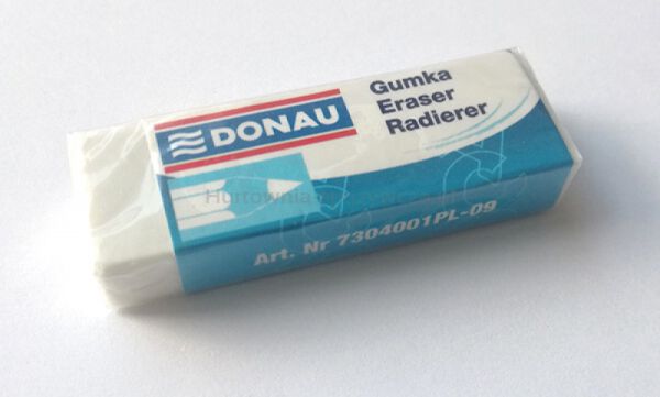 Gumka uniwersalna DONAU, 62x21x11mm, blister - 2szt., biała - 2