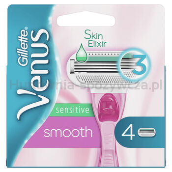 Gillette Venus Smooth Sensitive Ostrza Wymienne Do Maszynki Do Golenia, 4 Sztuki