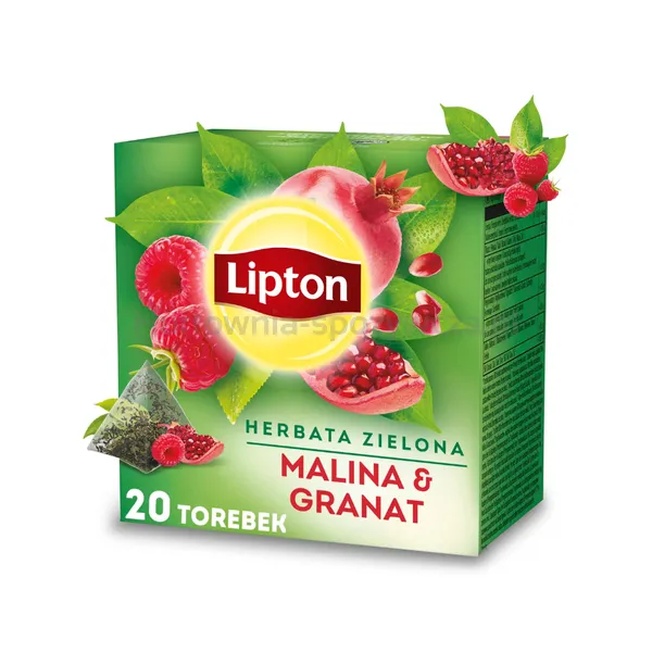 Lipton Herbata zielona aromatyzowana malina granat 28 g (20 torebek)