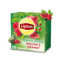 Lipton Herbata zielona aromatyzowana malina granat 28 g (20 torebek)