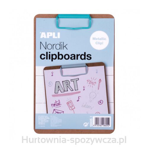 Clipboard Apli Nordik, Deska A5, Drewniana, Z Metalowym Klipsem, Pastelowy Niebieski