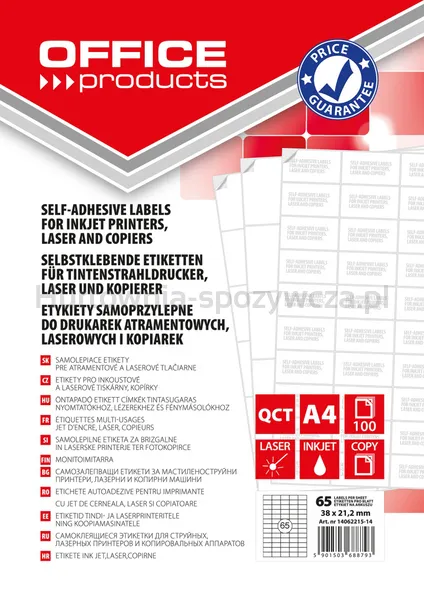 Office Product Etykiety 38X21,2Mm, Białe, 100 Ark. 