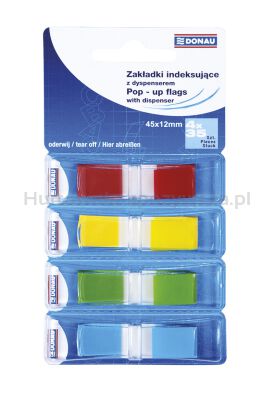 Donau Zakładki indeksujące PP, 12x45mm, 4x35 kart., mix kolorów 