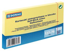 Donau Bloczek Samoprzylepny 127x76mm, 1x100 kart., jasnożółty 