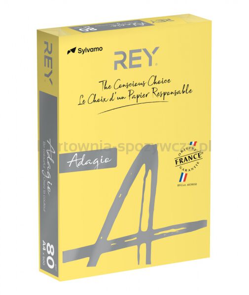 Papier ksero REY ADAGIO, A4, 80gsm, 58 żółty cytrynowy intense *RYADA080X411 R100 - 2