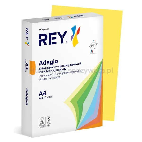 Papier Ksero Rey Adagio, A4, 80Gsm, 58 Żółty Cytrynowy Intense *Ryada080X411 R100
