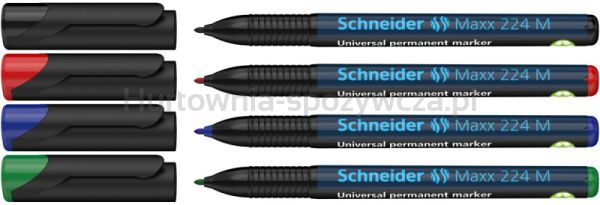 Schneider Zestaw foliopisów permanentnych Maxx 224, M, 1,0mm, 4 szt., miks kolorów  - 2